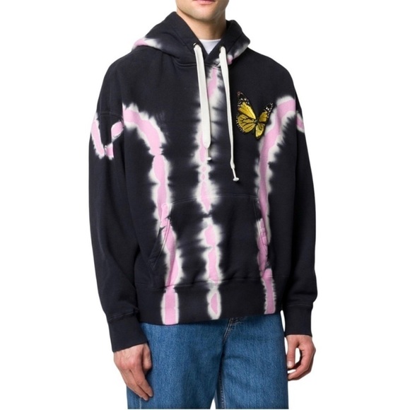 Palm Angels Black and Pink Tie-Dye Unisex Hoodie Sweatshirt XL